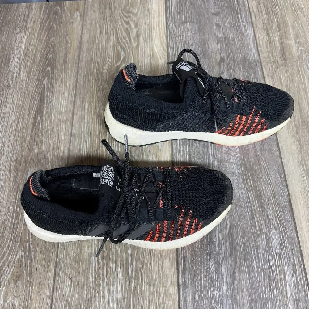 Adidas Pulseboost HD EE4030 Youth US Size 5 Knit Black Orange Sneaker Shoes